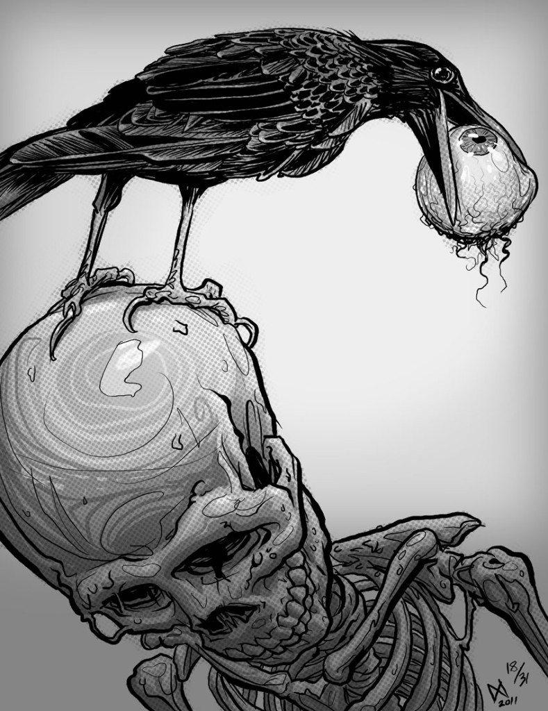 31 Days of Halloween 2011: 18 of 31 Crow Stealing Eyeball Art